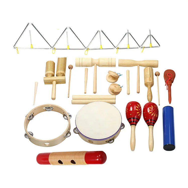 Educational Wooden Percussion Kids Instruments 17 pcs Musical Toy Set for Kids