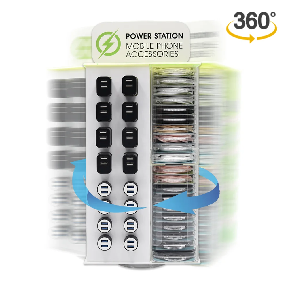 Custom Cell Phone Accessories Display Rack Data Cable USB Charger For iphone Charger Acrylic Counter Rack Display Stand