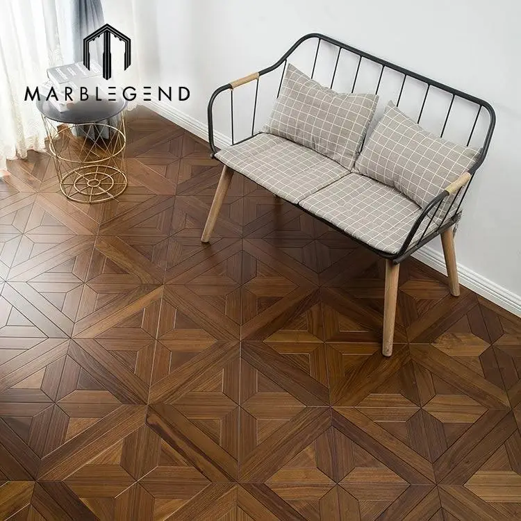 Custom wooden floor parquetry design patterns solid walnut wood parquet flooring for interior decor