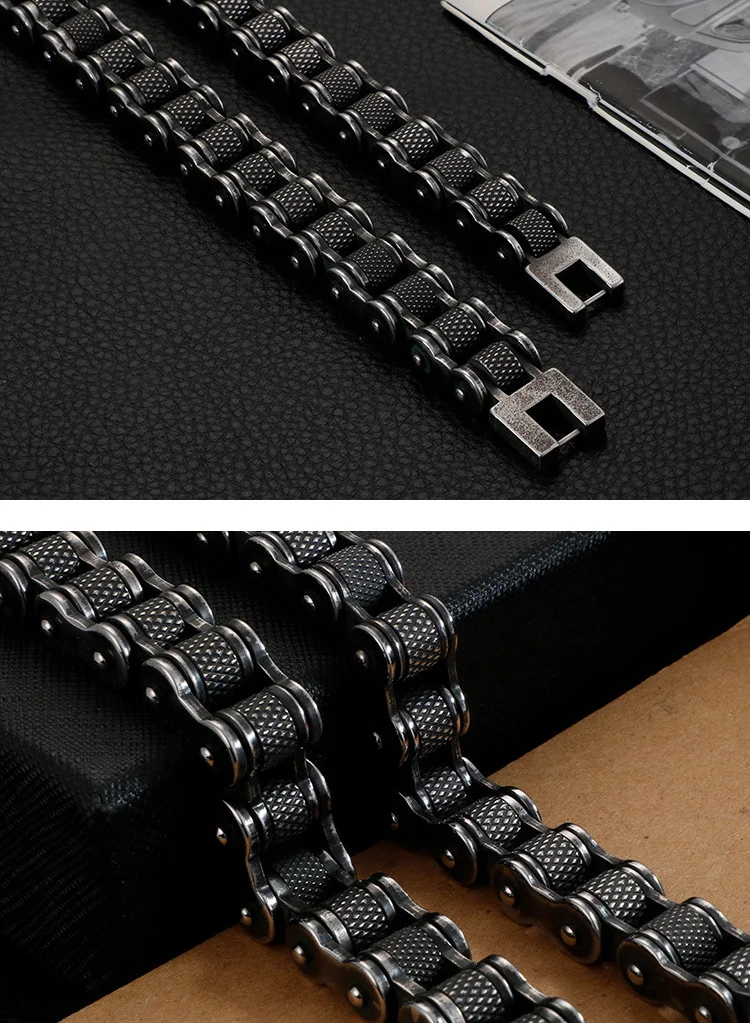 Heavy Sturdy Mens Motorcycle Chain Bike Chain Stainless Steel Bracelet
