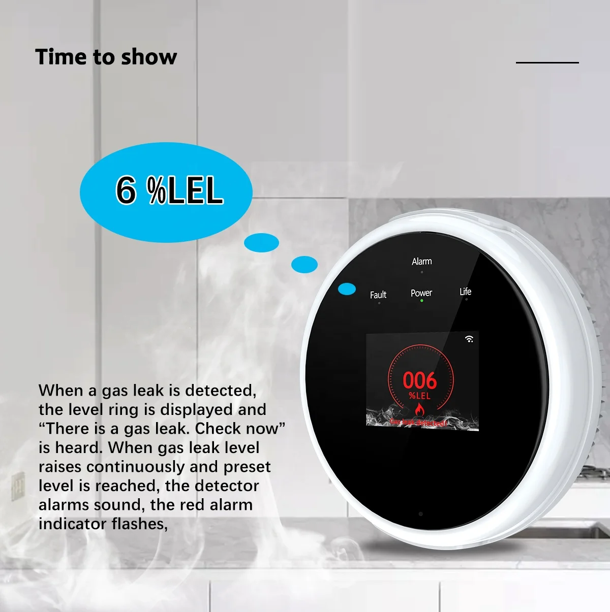 UEMON Factory Price Tuya WiFi gas leak detector alarm system gas sensor detector household smart sensor safety gas alarm