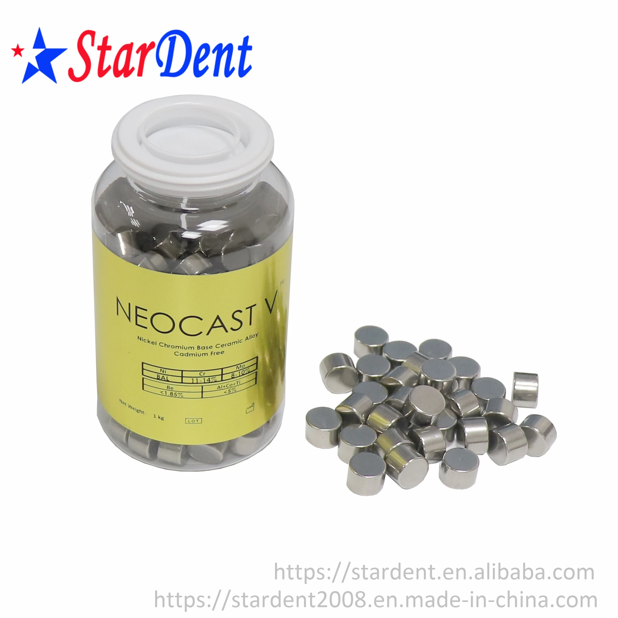 Dental Lab with High Quality Dental Material Denture Alloy Ceramic Alloy for Casting Steel Teeth Use in