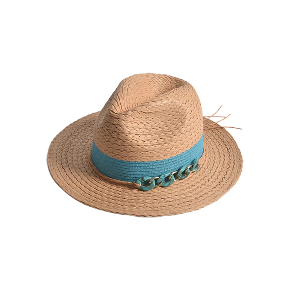 Panama Summer Straw Hats for Women Casual Raffia Paper Braid Hats with Printed or Plain Pattern for Beach Fishing Travel