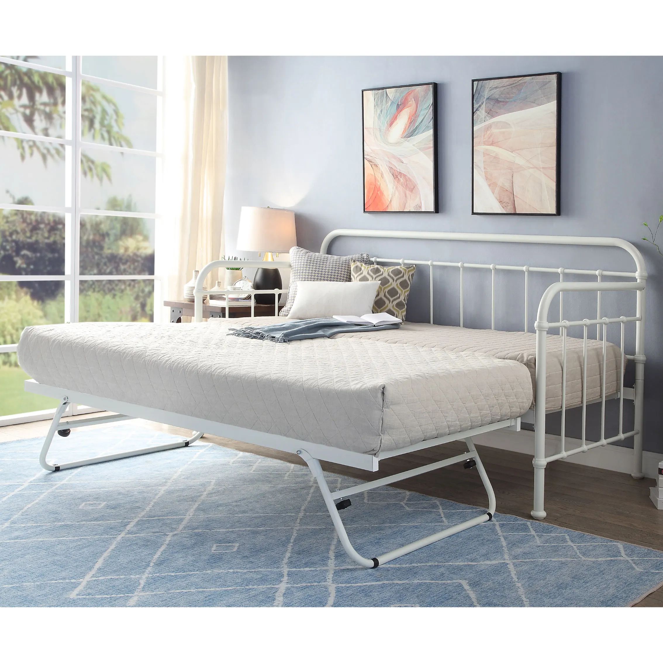 Good quality  Modern bedroom daybed simple design Black white Customized size Metal Couch Sofa bed Day bed with trundle