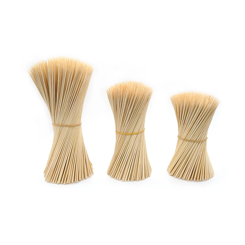 High Quality Custom Food Grade Bamboo Skewers for Kebab Barbecue Flat Round Wood Sticks Bag Packing Outdoor Meat Cleaning Usage
