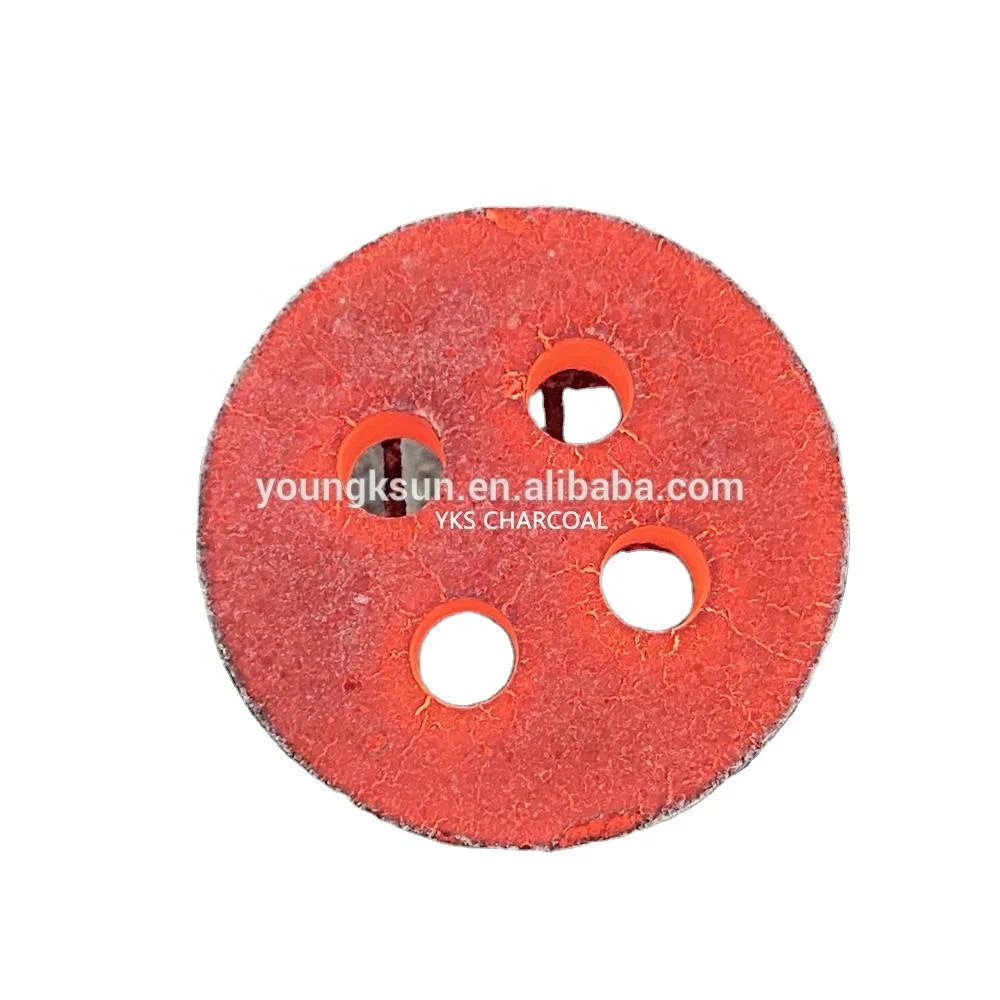 Высококачественный мгновенный уголь YKS 50 мм с 4 отверстиями, черный круглый уголь для кальяна