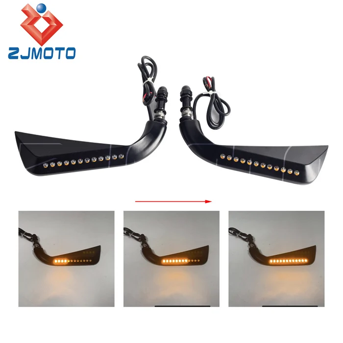 Motorcycle LED Left & Right Rear View Mirror For Harley Cross Bones Dyna Electra Glide Fat Boy Sportster Street Glide 1984-2014