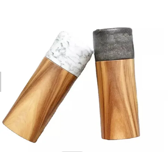 Кухонная бутылка для приправ WXL701, измельчитель для перца из дерева акации, мрамор, Ручная шлифовка