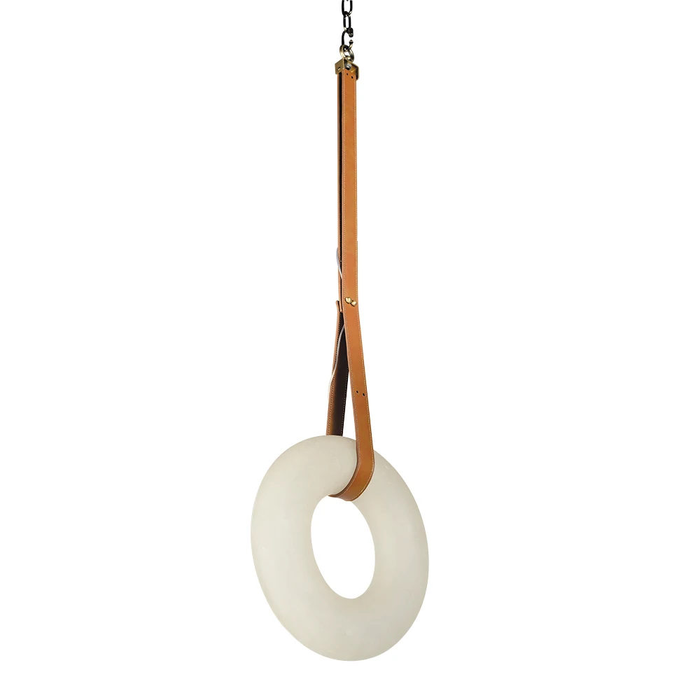 Nordic circle ring office living room decorative lights brass white round marble led pendant light