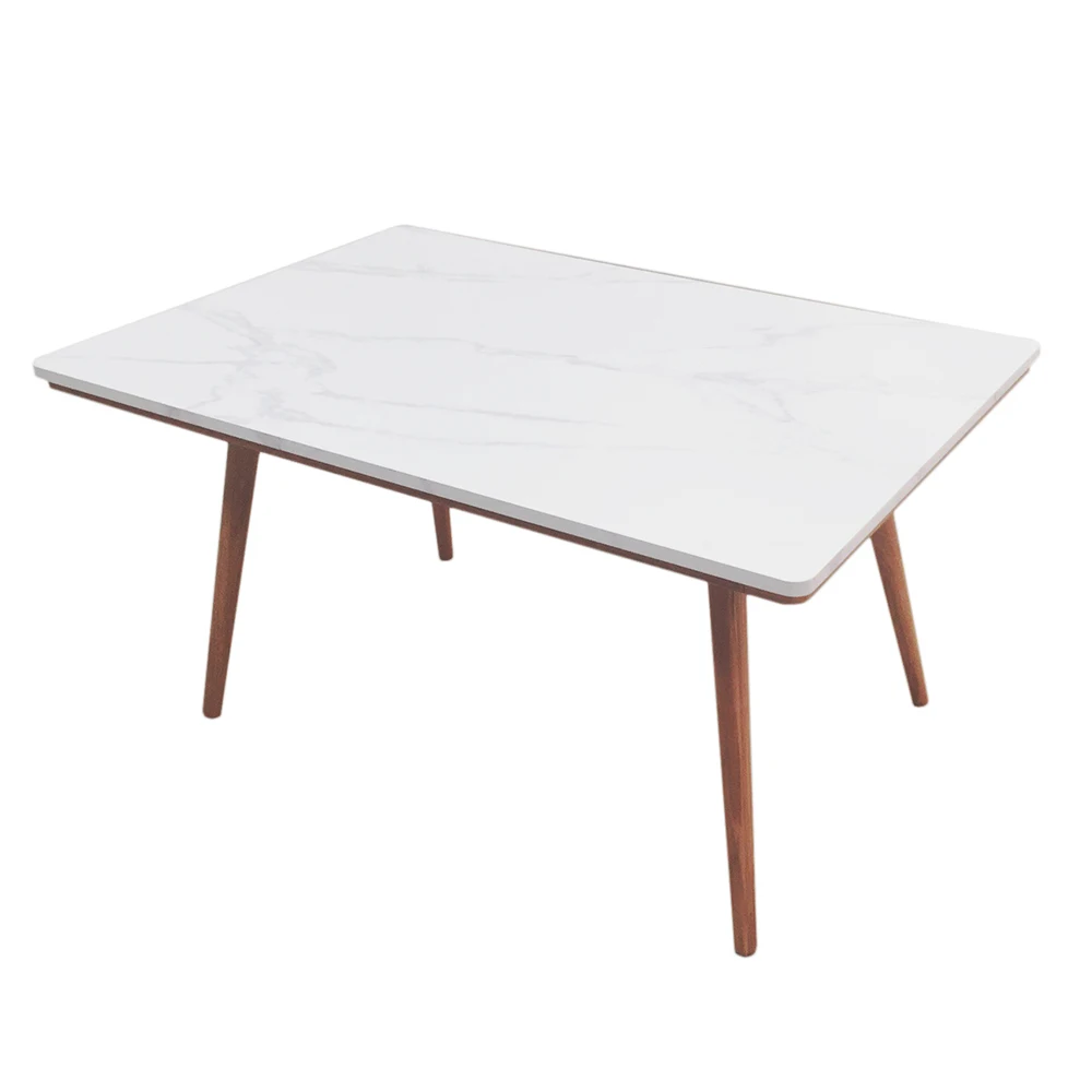 Wholesale Cheap Modern european furniture restaurant round wooden MDF matt painting marble top dining table