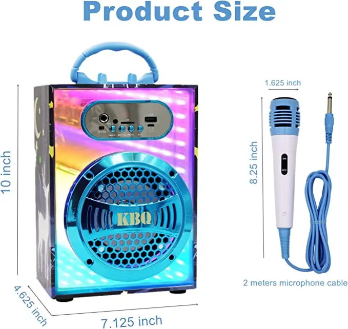 Karaoke Speaker Support Portable Bluetooth Built-in Rechargeable Battery 2400mah Power 20W with Rainbow RGB