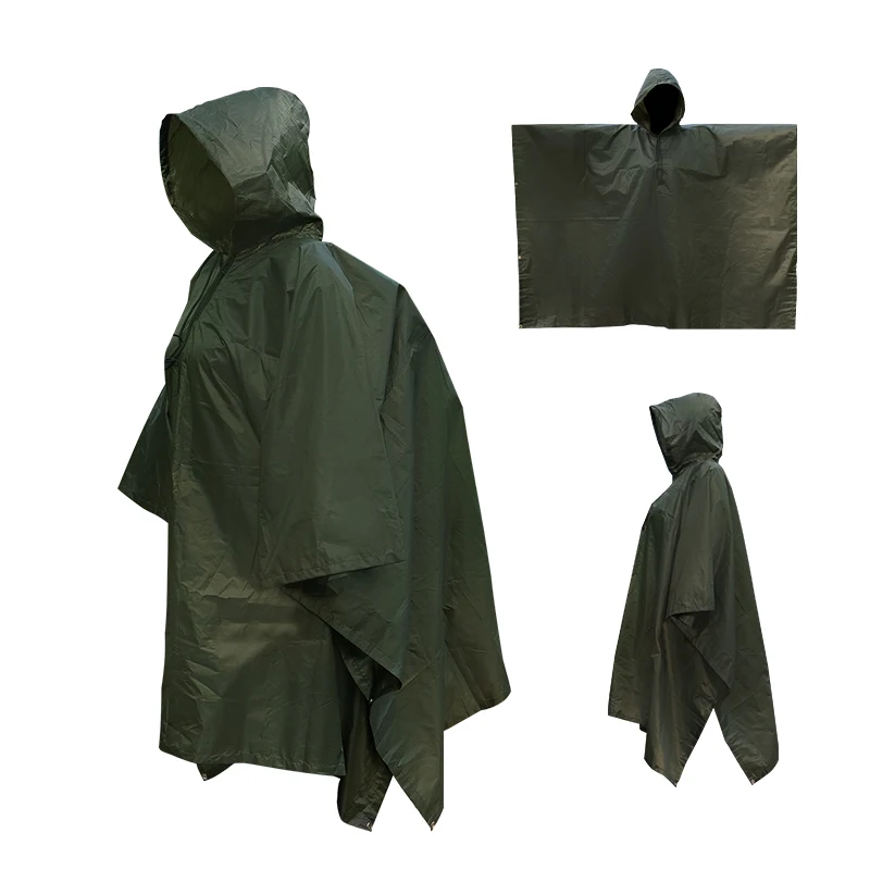Portable Lightweight Single Rain Jacket camping tarp Outdoor camping waterproof polyester rain poncho Multi-functional Raincoat