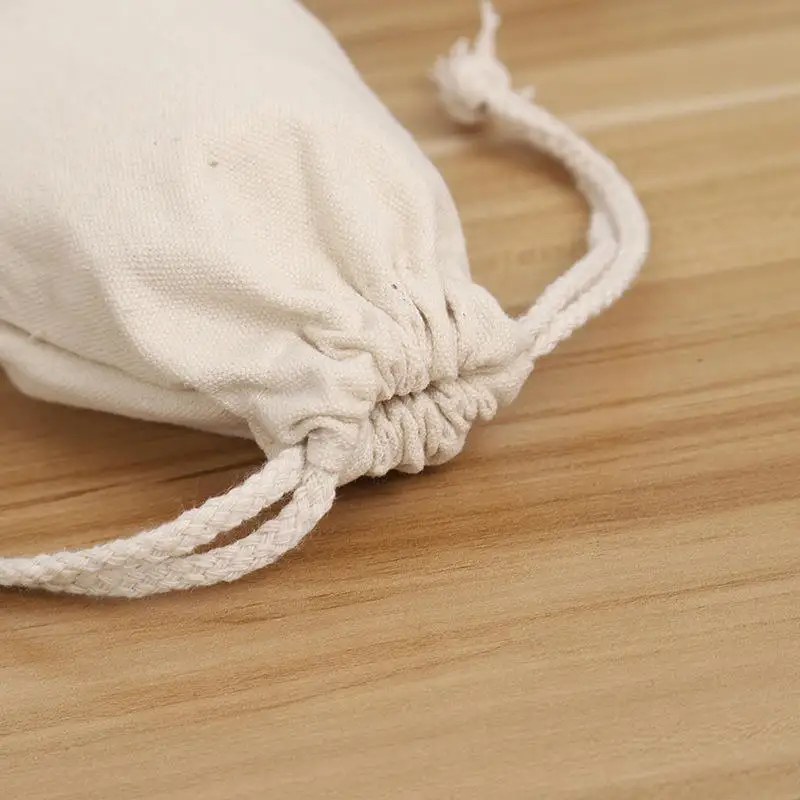 Muslin Calico Canvas Small Custom Cloth Drawstring Organic Cotton Drawstring Bags