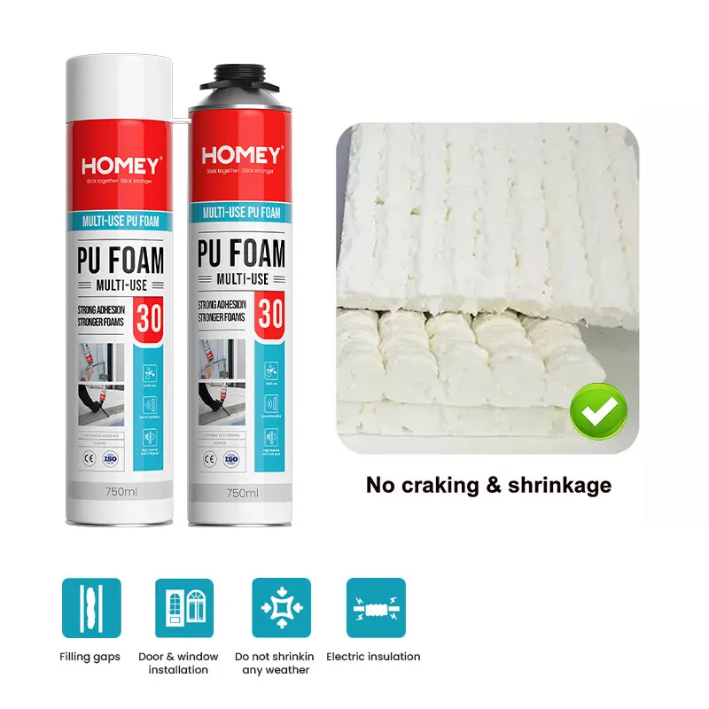 Homey General purpose 750 ML PU foam polyurethane foam adhesive espuma de poliuretano