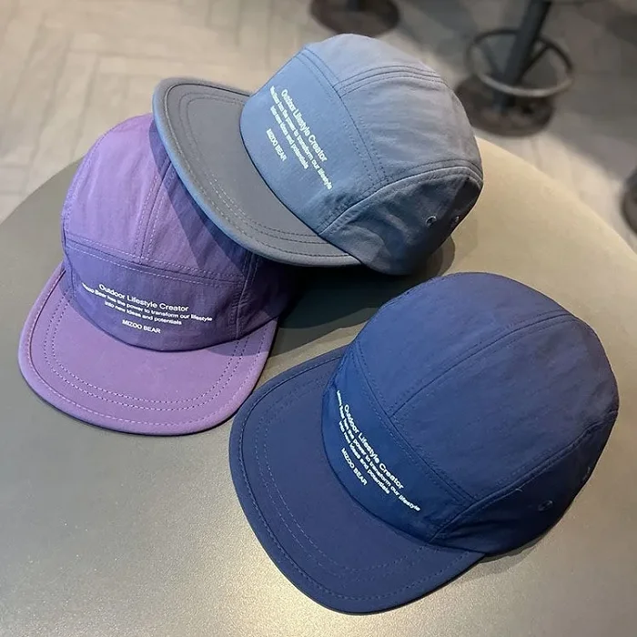 Custom Screen Printed Navy Olive Ripstop 5 Panel Camper Cap Hat