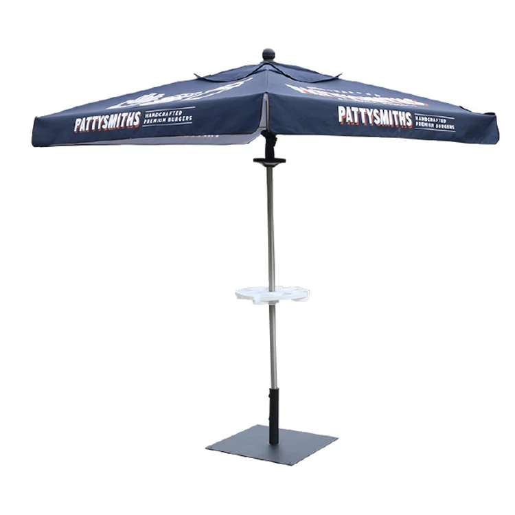 Outdoor advertising cafe umbrella custom logo printed branded fold sun shade garden golf parasol beach umbrellas with light
