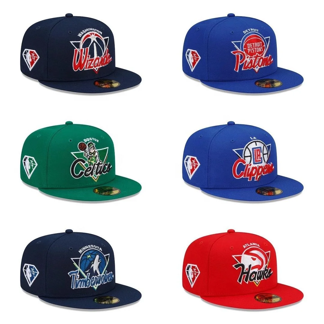 Wholesale Sports Caps 3D embroidery Custom Logo Flat Brim New style gorras era fitted hat  Snapback Basketball Hats For Men