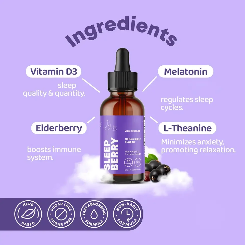 Biochealth Private Label Sleep Melatonin Drops Extra Strength Natural Sleep Aids Fast Acting Liquid Drops For Sleep Supplement