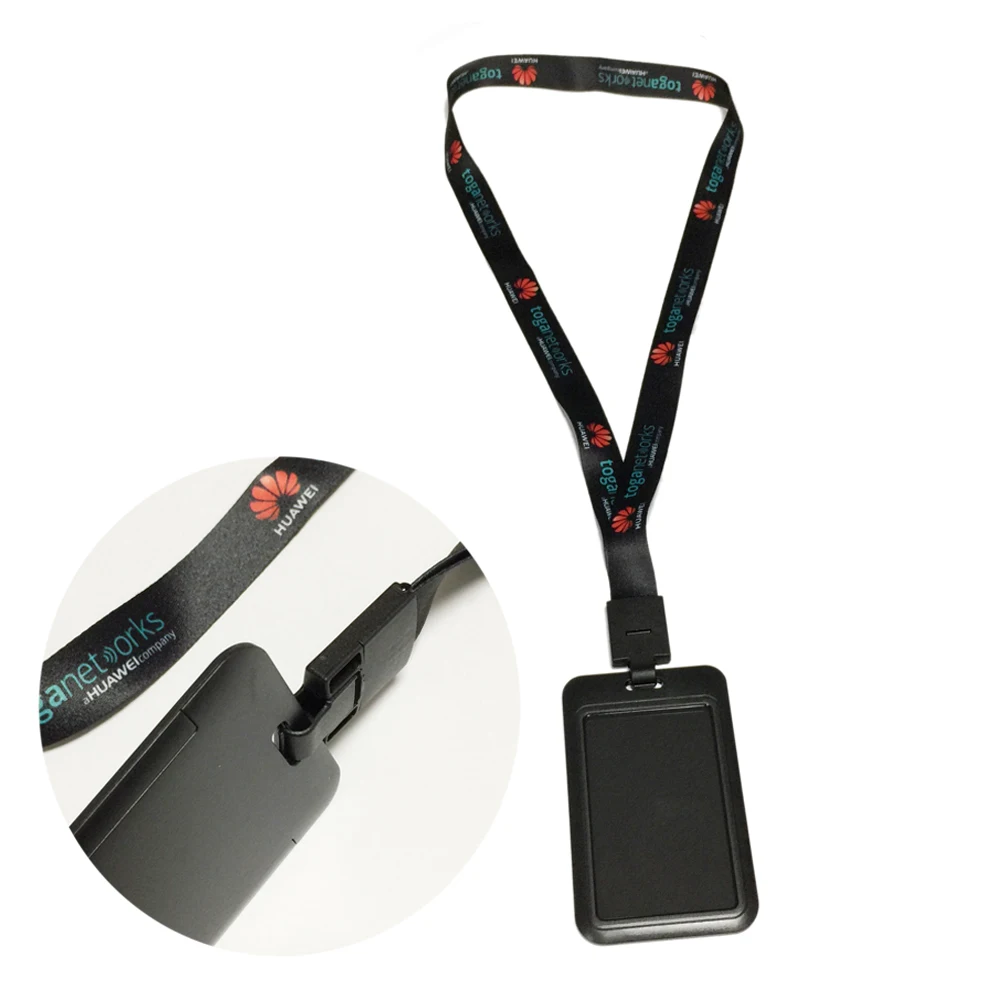 Stretchable Stiff ID Card Holder Neck Lanyard Custom Printed Polyester hard plastic id card holder Lanyard with Custom Logo