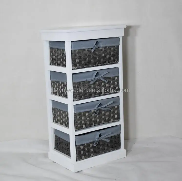 Factory Cheap High Quality Wholesale Rustic Living Room Wooden Drawers and Wicker Drawers Storage Cabinets
