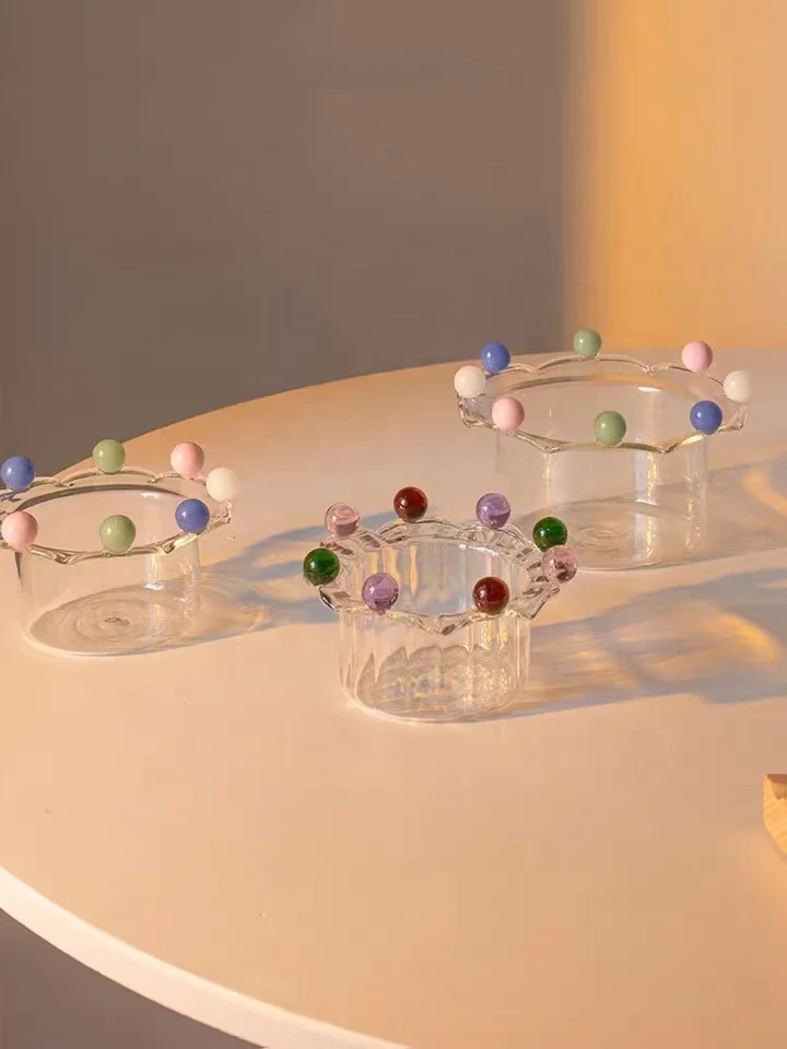 Wholesale Customized Handmade Fancy Cookware Glass Bowl Cooking Instant Noodle Soup Bowls with Colored Balls