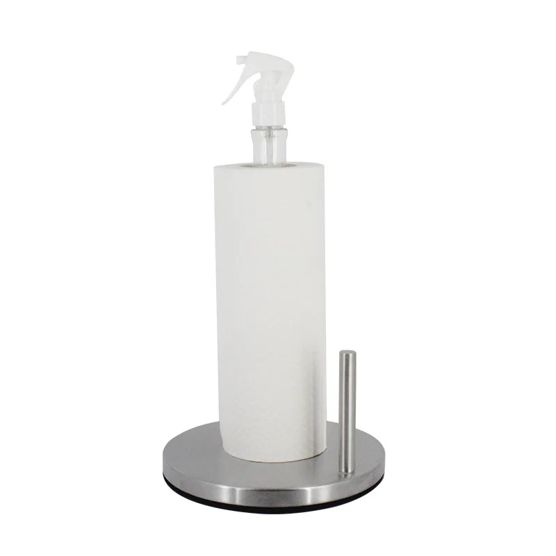 Wholesale Plastic Mold Manufacture Product Paper Towel Holder With Sprayer Bottle And Sucker Base For Cleaning Kitchen Desktop