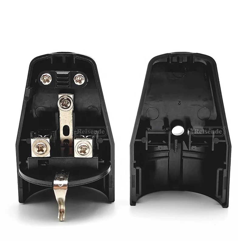 Black Female Assembly Receptacle Connector EU Schuko Power Cord Wired Cable Plug Socket