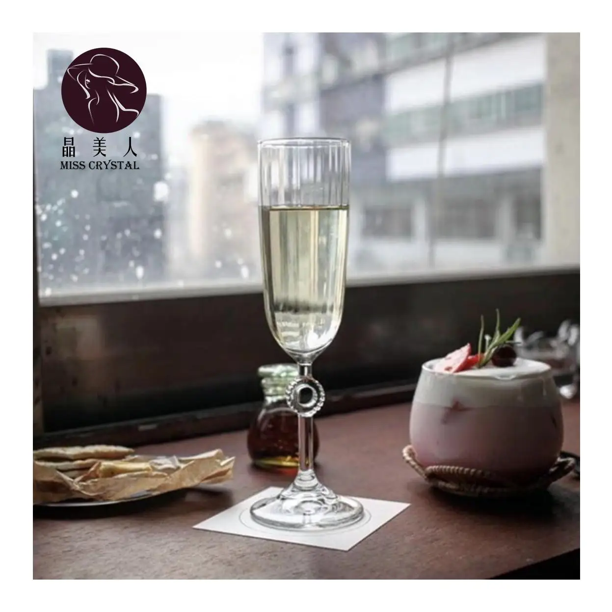 French Style Transparent Color Nordic Crystal Creative for Wedding Champagne Cup Household Bubble Glass