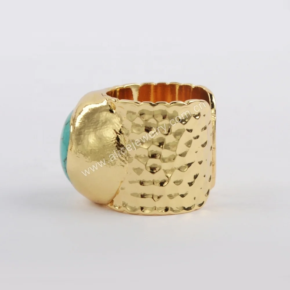 G1881 chakra stone natural turquoise rings round rings for men gold ring