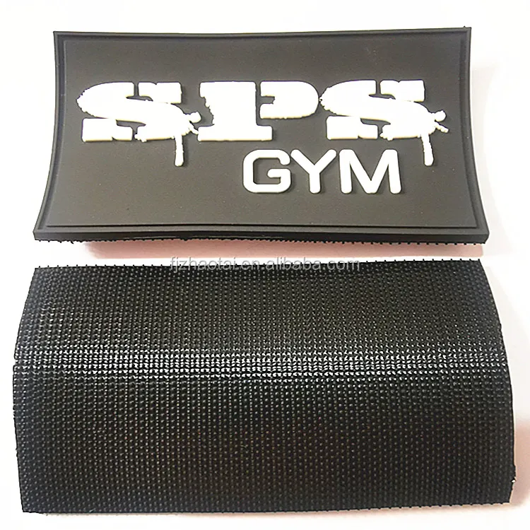 ZT custom personalized fashion branded name logo embossed printed PVC badges with hook and loop sticky backing