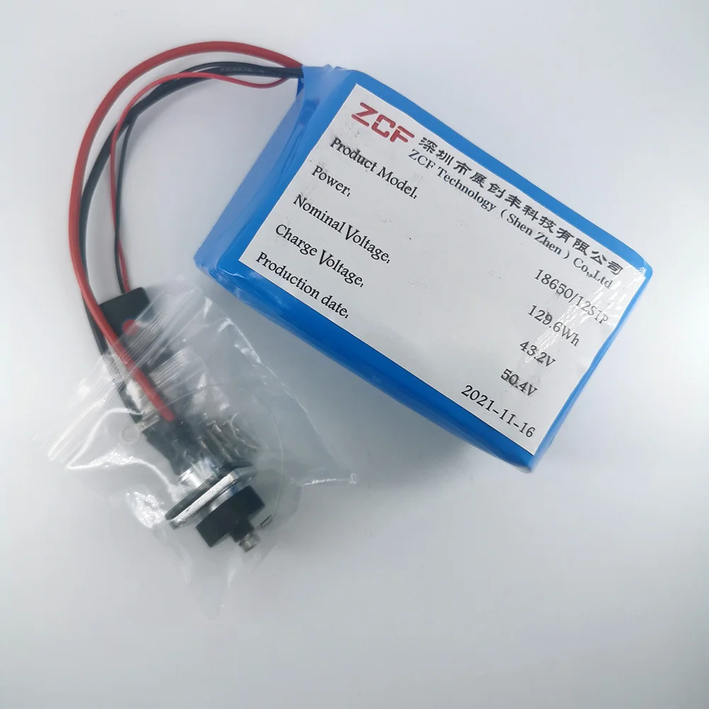 12S1P Rechargeable 43.2V  3Ah Lion Battery Pack with 12pcs 3000mah Cylindrical ICR 18650 Batteries