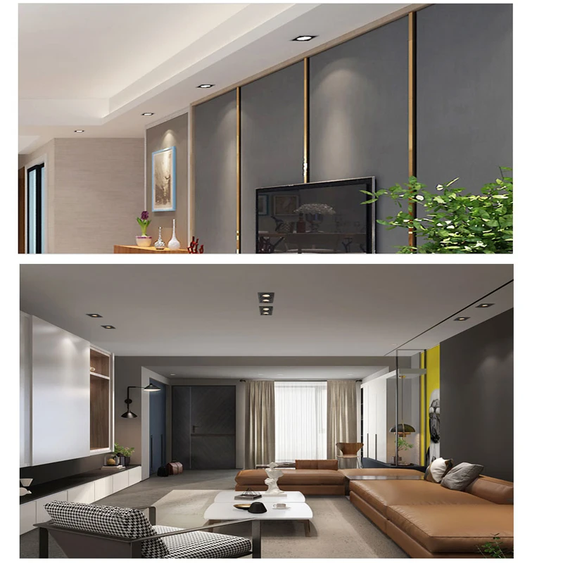 Square Cob Led  Spot Light  Double Headed Down Light White Trimless Anti Glare Downlight