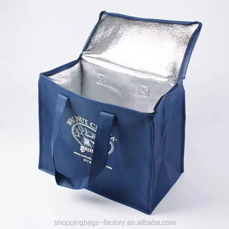 High quality custom large insulated non woven tote grocery shopping bag cooler nonwoven laminated shopping bag for market