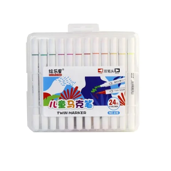 24 colors custom alcohol ink double-headed double marker watercolor pen for children and students