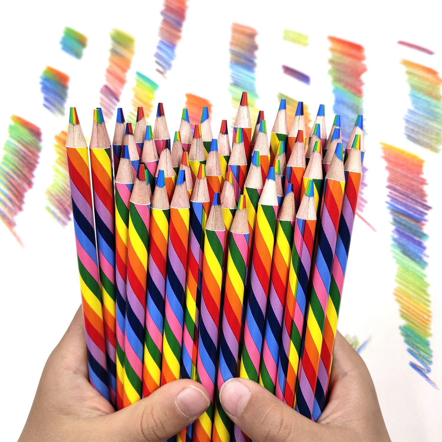 BESTLINE Wooden Multi-color rainbow Pencils Environmentally Friendly Pen Mixed Color Lead Multi Magic Wood Drawing Pencil