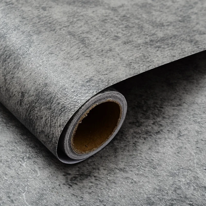 Modern Easy to Cut Anti-Slip Floor Mat Washable Damask Wallpaper Hotel Cement Grain Flooring Bedroom Living Room Floor Tiles