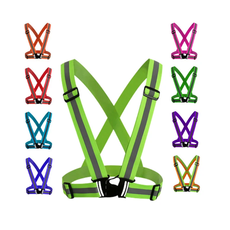 Elastic back strap reflective vest night run riding safety protection adult children elastic back strap available adjust