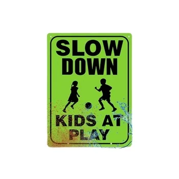 Slow Down Children at Play Safety Signs for Street with Metal Wire H Stakes Wrench Screws Reflective Waterproof&Weatherproof