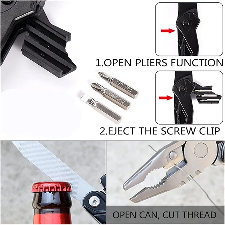 Automatic Safety Hammer Tool Outdoor Survival Knife Portable Multifunctional Tool Claw Hammer Universal Pliers Stainless Steel