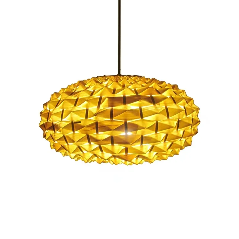 HITECDAD Chandelier Lamp Hanging Suspension Modern lamps Chandelier Bamboo Hotel Lighting Durian Circle Ceiling Chandeliers