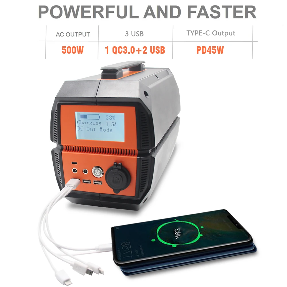 Camping Outdoors solar generator portable power station 500w bank station power solar portable power station for home outdoor