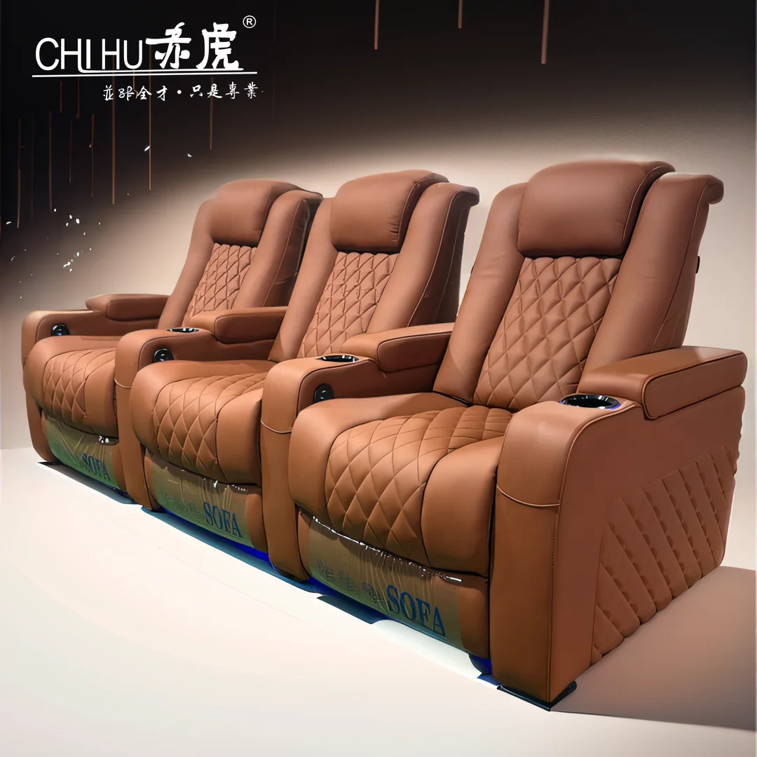 Wholesale price Led light home theater car seat vibration massage power recliner sofa automatic headrest private cinema chair