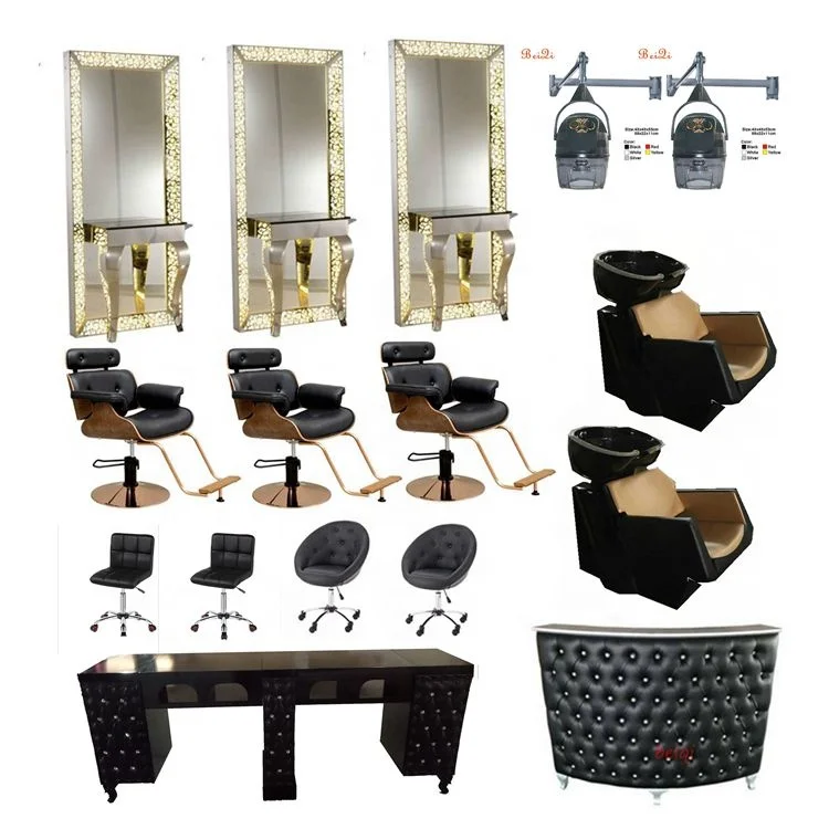 
Modern hotsale luxury black barber chairs set for hair salon shop 