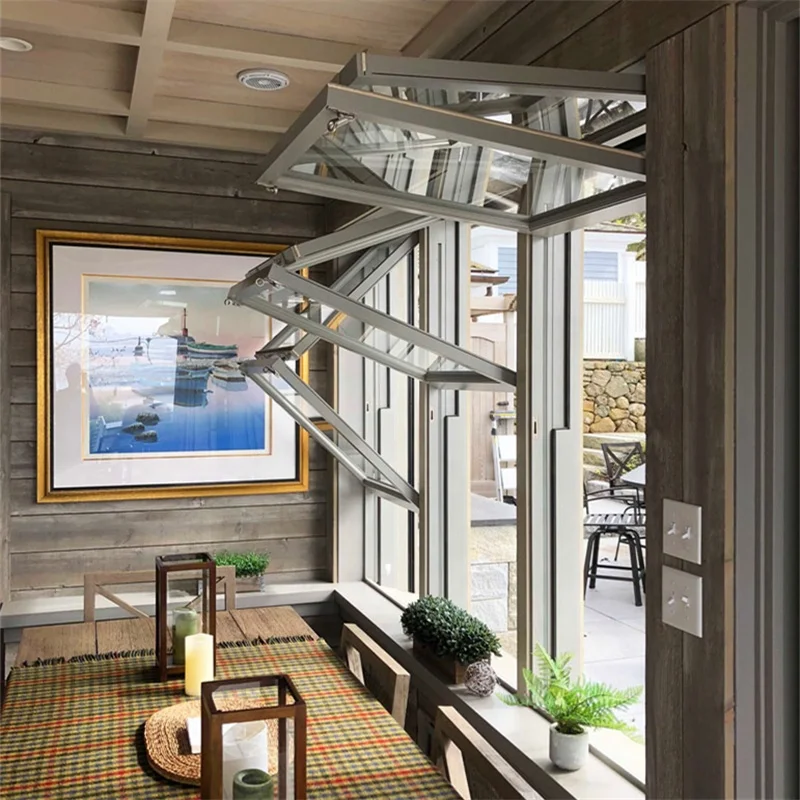 Customized Modern Cheap bifold Windows Vertical Hydraulic bifold Window