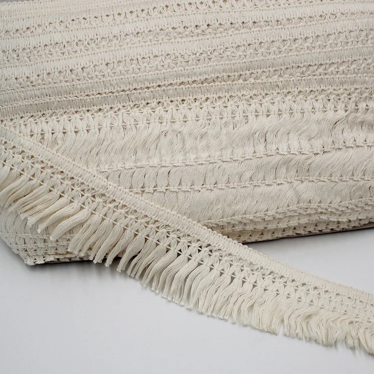 Wholesale 60mm wide White Beige 6cm Cotton Carpet Rug Tassel Fringe Trims for Home Textile Garment Decoration Curtains