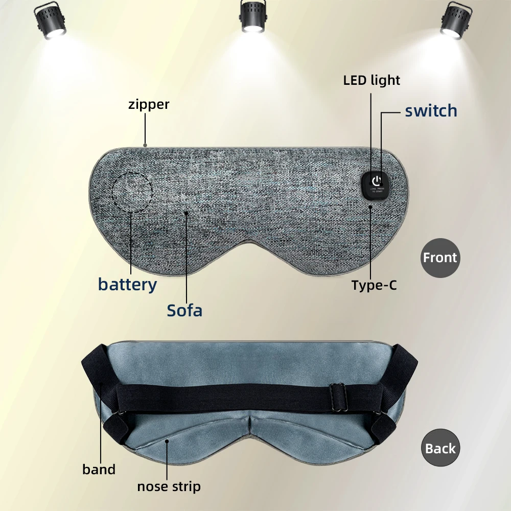 Electric Rechargeable Cordless Heated Eye Mask Portable Graphene Heating Technology Battery Powered Eye Mask