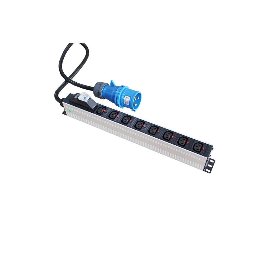 19inch Rack Mount PDU 8 Ways C13 With Locking and 16A Industrial Plug