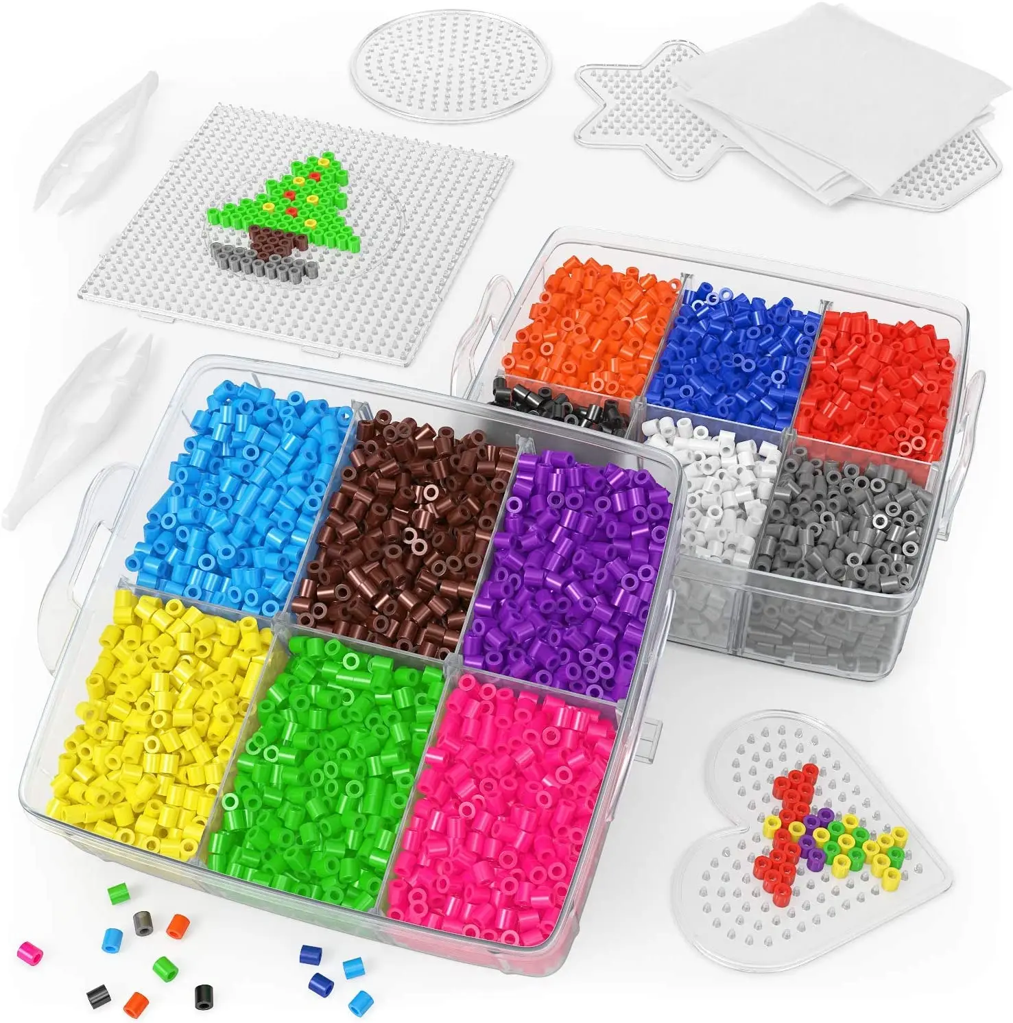 Hama Beads Colorful Set 2.5mm & 5mm Plastic Perler Beads Kit Educational Cartoon Style for Kids DIY Crafted Toys