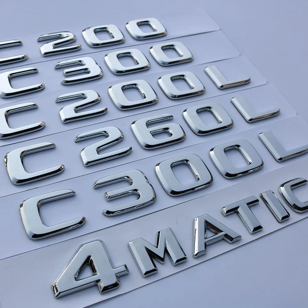 3D ABS auto emblem Car Rear Trunk C200 C260 C300 C320 E200 E260 E300 E320 Letters Number badge Sticker For Benz