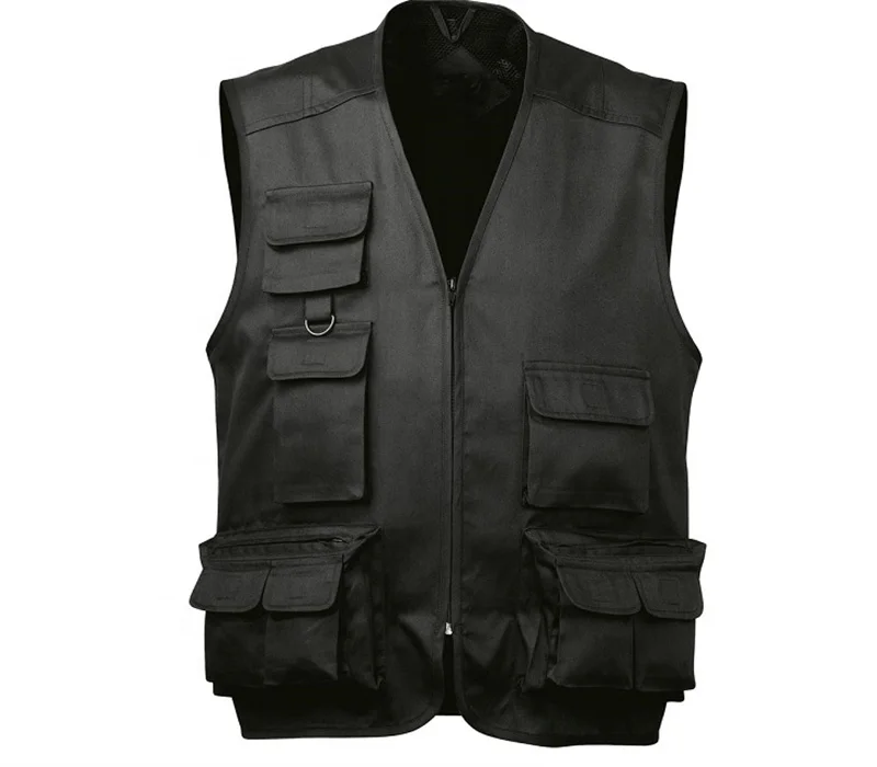 Лидер продаж, новый дизайн, универсальный рабочий жилет на молнии с несколькими карманами, рекламная униформа